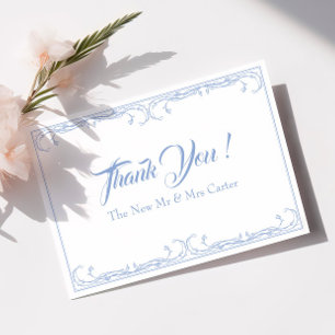 Elegant Wedding Thank You Card – Blue Rose