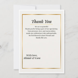 Elegant Wedding Thank You Card | Minimal Classic