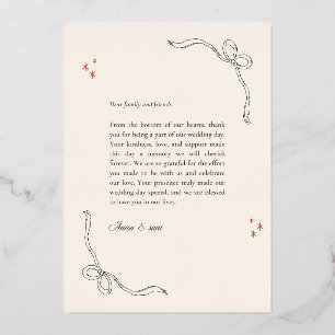 Elegant Wedding Thank-You Card – Ribbon Corners wi