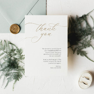 Elegant Wedding Thank You Card with Calligraphy