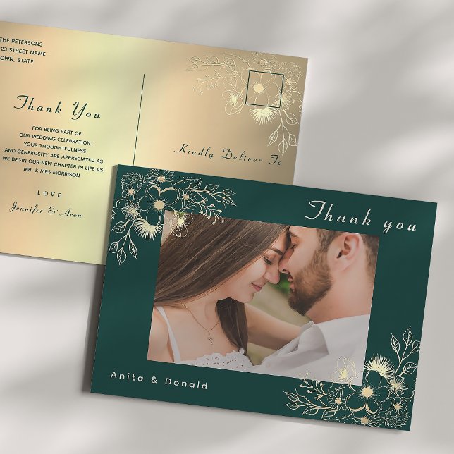 Elegant Wedding Thank You Card with Photo (Creator Uploaded)