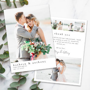 Elegant Wedding Thank You Card with Photos