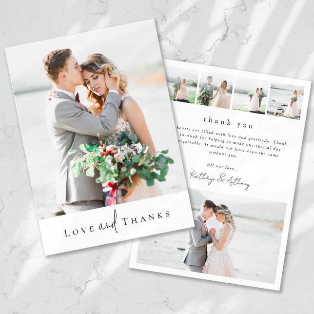 Elegant Wedding Thank You Card with Photos (Creator Uploaded)