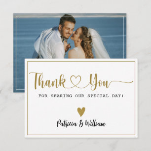 Elegant Wedding Thank You Couple Photo Card
