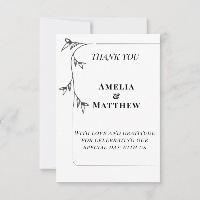 Elegant Wedding Thank You Flat Card (Front)