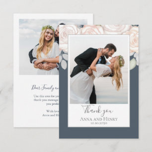 Elegant Wedding Thank You Floral Watercolor Grey Card