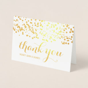 Elegant Wedding Thank You Gold Foil Confetti Card