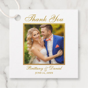 Elegant Wedding Thank You Gold Frame Photo Favour Tags