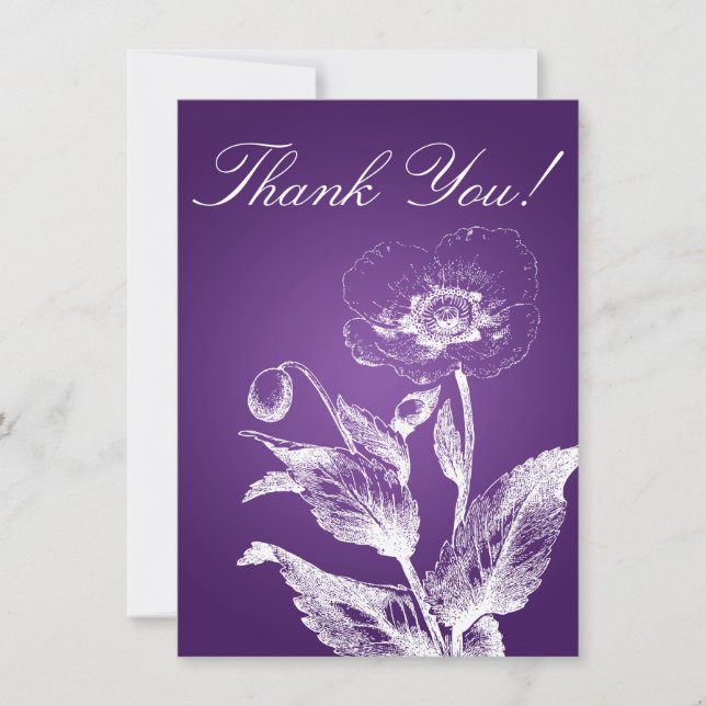 Elegant Wedding Thank You Note Poppy Purple (Front)