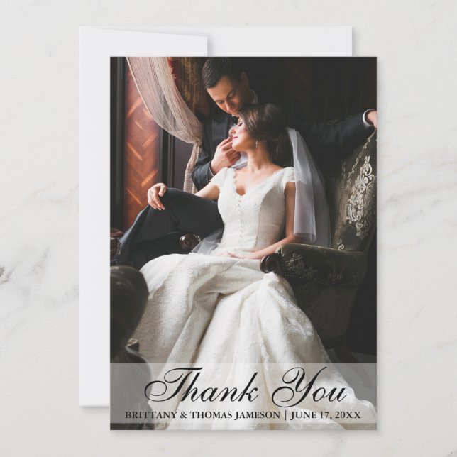 Elegant Wedding Thank You Photo Card (Front)
