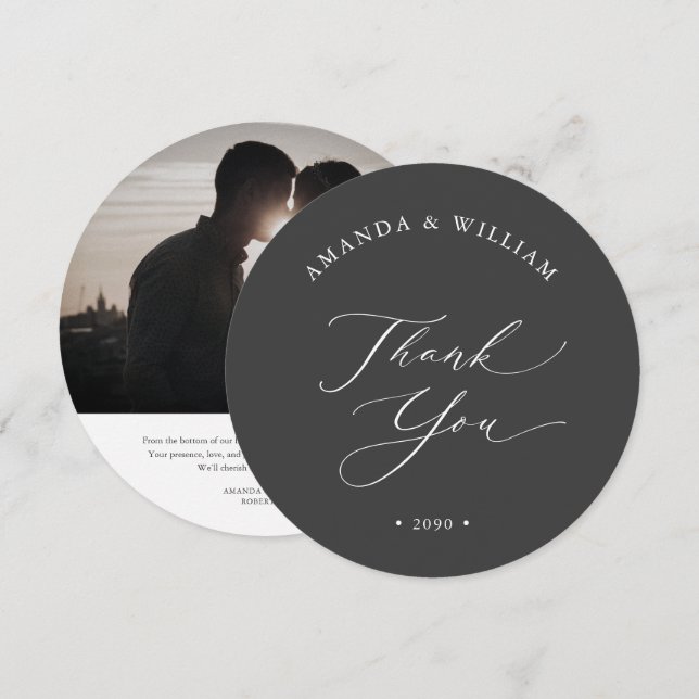 Elegant Wedding Thank You Photo Card (Front/Back)