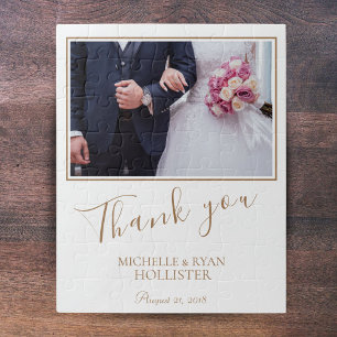 Elegant Wedding Thank you Photo Jigsaw Puzzle