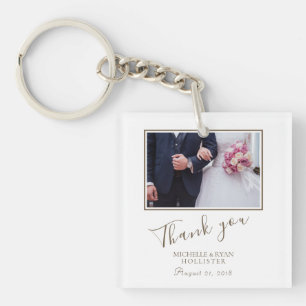 Elegant Wedding Thank you Photo Key Ring