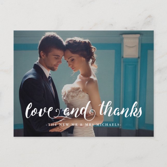 Elegant Wedding Thank You Photo Postcard (Front)