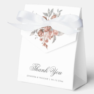Elegant Wedding Thank You Rose Gold Rustic Floral Favour Box