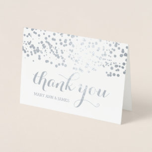 Elegant Wedding Thank You Silver Foil Confetti Card