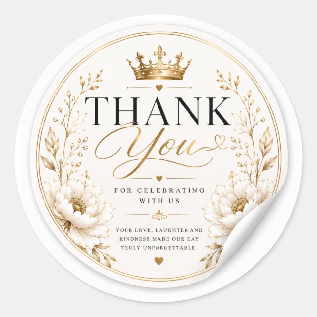 Elegant Wedding Thank You Sticker (Front)
