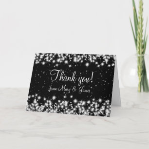 Elegant Wedding Thank You Winter Sparkle Black