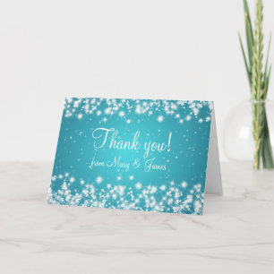 Elegant Wedding Thank You Winter Sparkle Blue Card