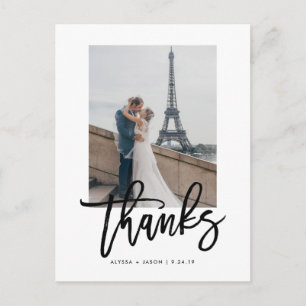 Elegant Wedding Thank You with Photo Postcard