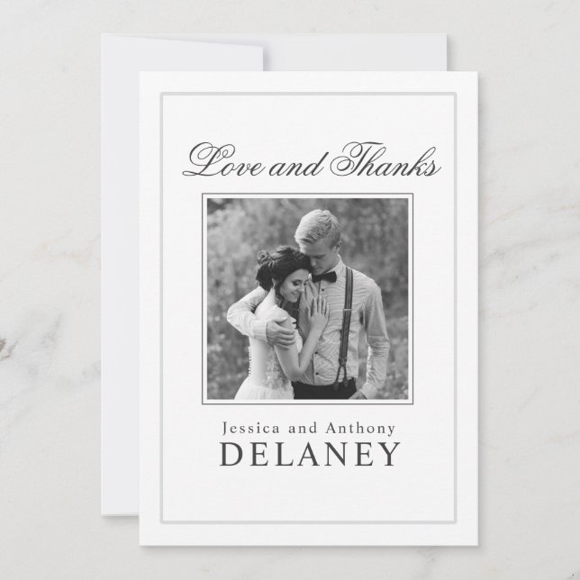 Elegant Wedding Thank You with Your Photo (Front)