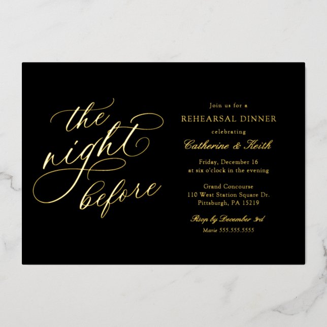 Elegant Wedding The Night Before Rehearsal Dinner (Front)