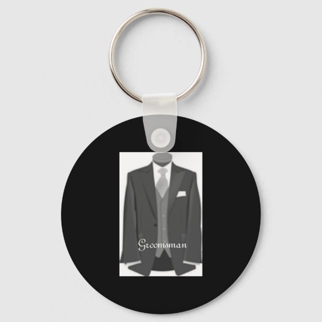 Elegant Wedding Tuxedo Suit Groomsman Keychain (Front)