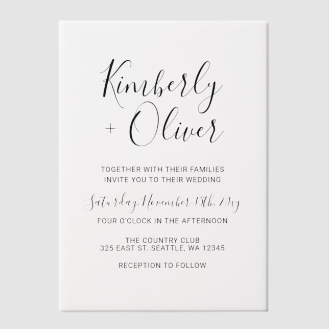 Elegant Wedding Vellum Invitations (Front)
