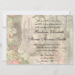 Elegant Wedding Vintage Marriage Antique Vintage Invitation