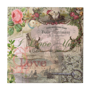 Elegant Wedding Vintage Marriage Antique Vintage Tile