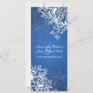 Elegant Wedding Vintage Swirls Blue Invitation