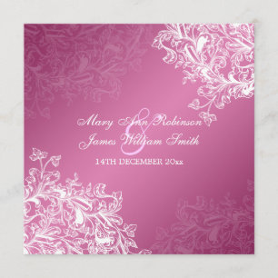 Elegant Wedding Vintage Swirls Pink Invitation