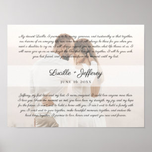 Elegant Wedding Vow Art  Anniversary Couples Photo Poster