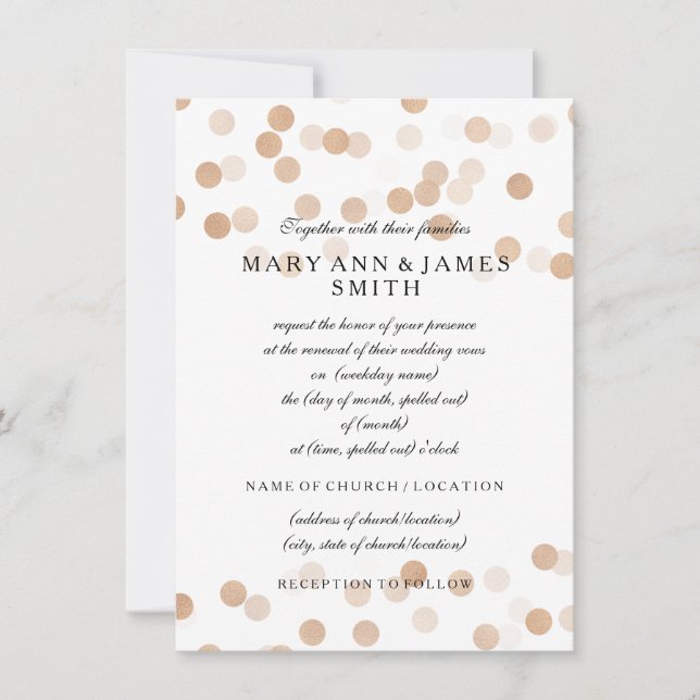 Elegant Wedding Vow Renewal Copper Foil Glitter Invitation (Front)