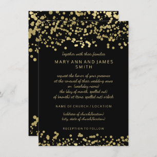 Elegant Wedding Vow Renewal Gold Foil Confetti Invitation