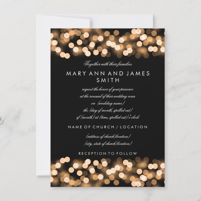 Elegant Wedding Vow Renewal Gold Hollywood Glam Invitation (Front)