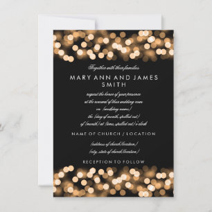 Elegant Wedding Vow Renewal Gold Hollywood Glam Invitation