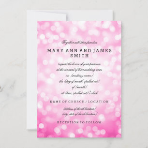 Elegant Wedding Vow Renewal Pink Glitter Lights Invitation