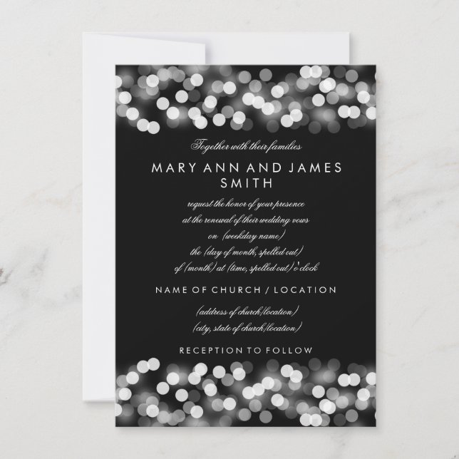 Elegant Wedding Vow Renewal Silver Hollywood Glam Invitation (Front)