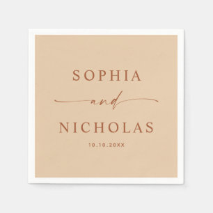 Elegant Wedding   Warm Peach Sand Modern Beverage Napkin