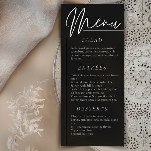 Elegant wedding watercolor black double menu