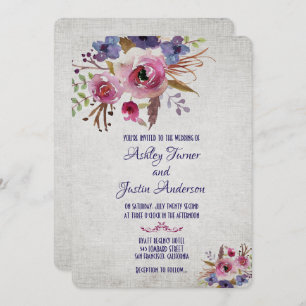 Elegant Wedding Watercolor Flowers Invitations