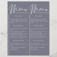 Elegant wedding watercolor gloomy grey double menu