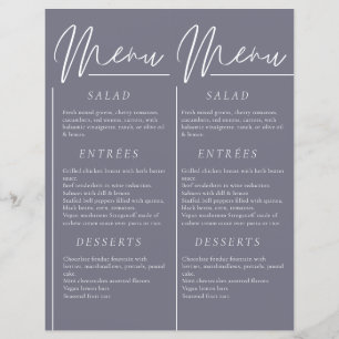 Elegant wedding watercolor gloomy grey double menu