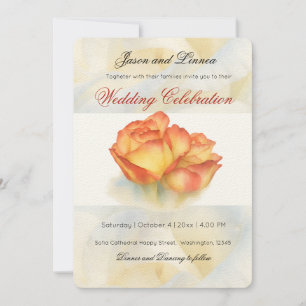 Elegant Wedding Watercolor Roses Pastel Petals Invitation