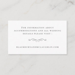 Elegant Wedding Website Grey White Modern Details Enclosure Card