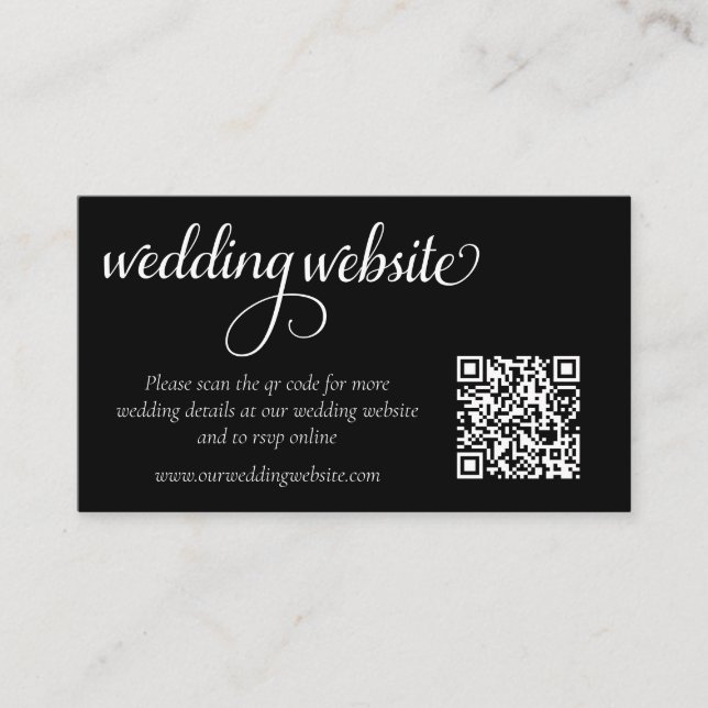 Elegant Wedding Website QR Code Enclosure Card (Front)