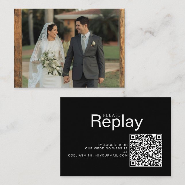Elegant Wedding Website | RSVP QR Code Photo Enclosure Card (Front/Back)