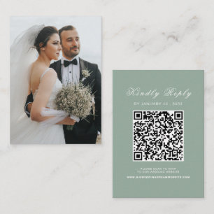 Elegant Wedding Website RSVP QR Code Photo Enclosure Card