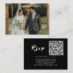 Elegant Wedding Website RSVP QR Code Photo Enclosure Card